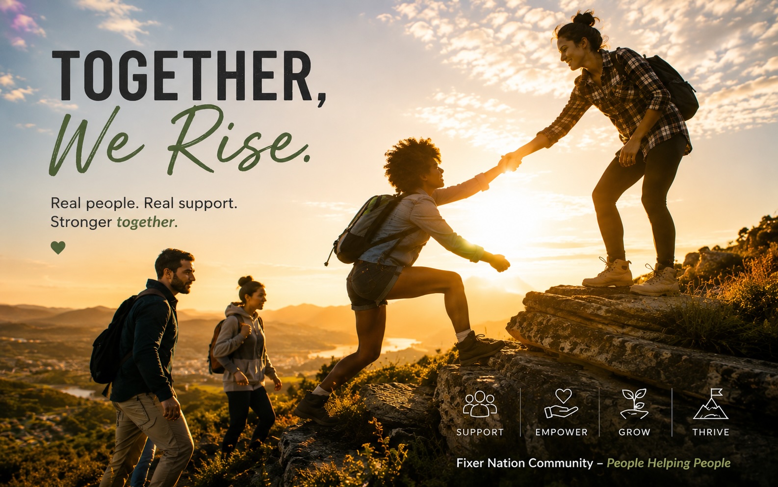 People helping each other reach the top — Fixer Nation community